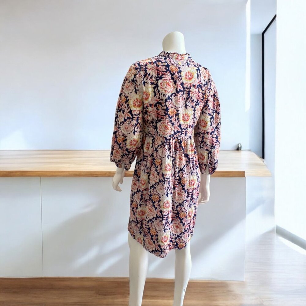 ANTIK BATIK Andre Floral Cotton Mini Long Sleeve Dress , size Extra Small - Picture 13 of 15